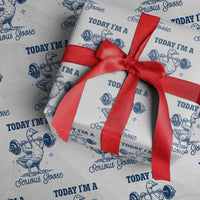 Funny Workout Silly Goose Wrapping Paper Roll Today I'm A Serious Goose Lifting Weights Gym - Wonder Print Shop