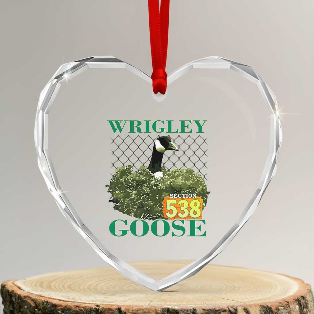 Funny Wrigley Goose Heart Crystal Glass Ornament Section 538 Chicago - Wonder Print Shop