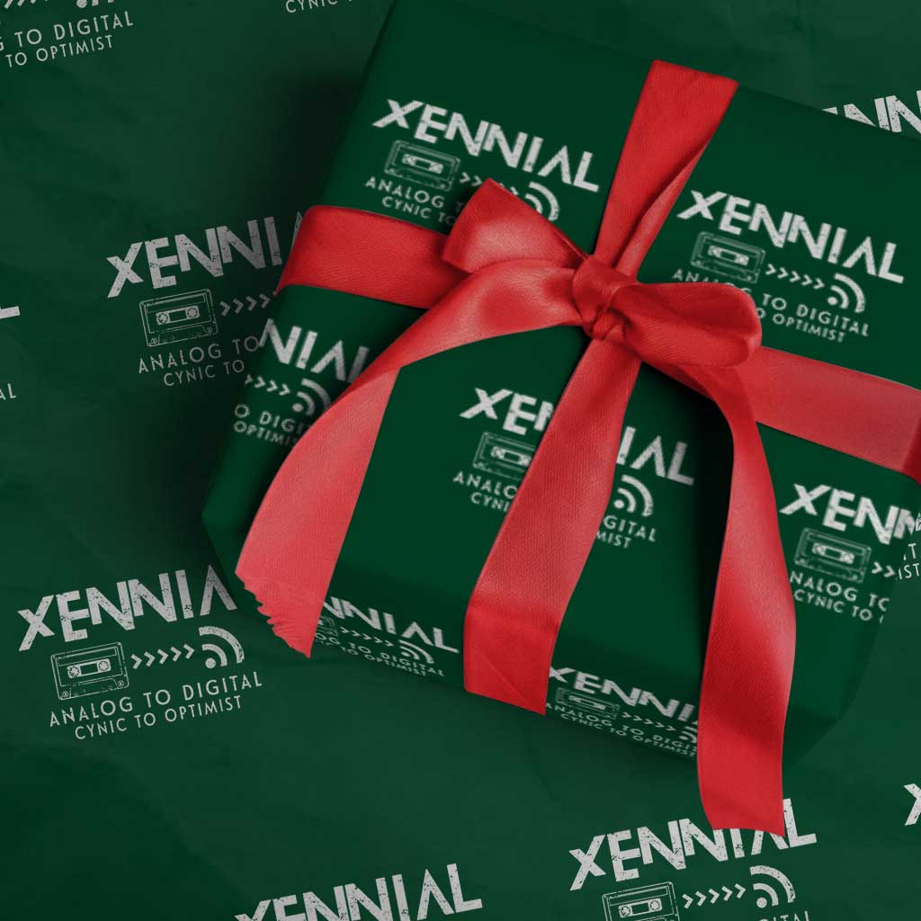 Funny Xennial Analog To Digital Wrapping Paper Roll Cassette Tape to Internet Cynic to Optimist