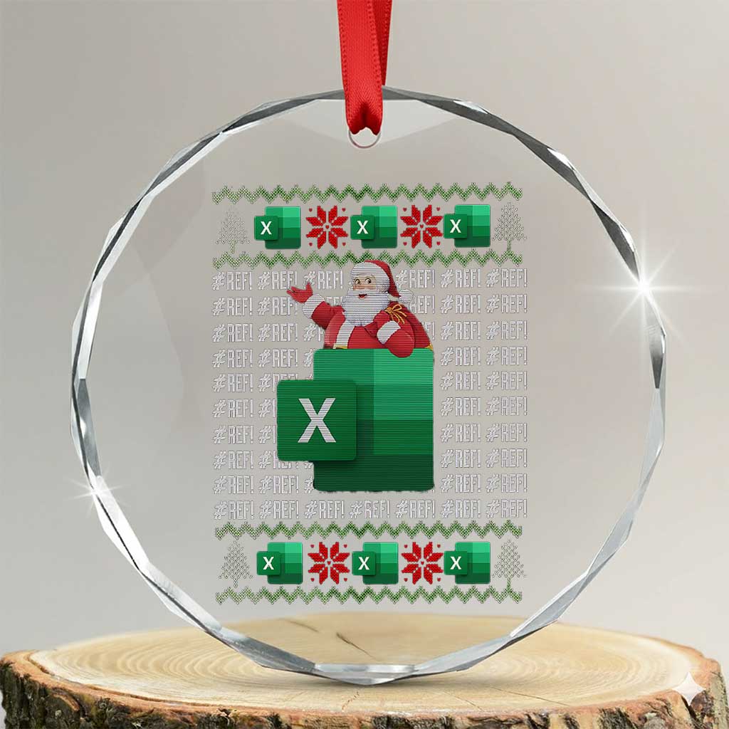 Funny Xmas Accountant Crystal Glass Ornament Excel REF Error Spreadsheet Santa Gift - Wonder Print Shop