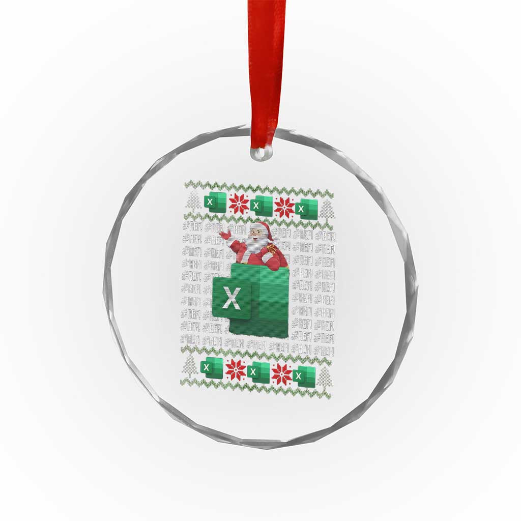 Funny Xmas Accountant Crystal Glass Ornament Excel REF Error Spreadsheet Santa Gift TS02