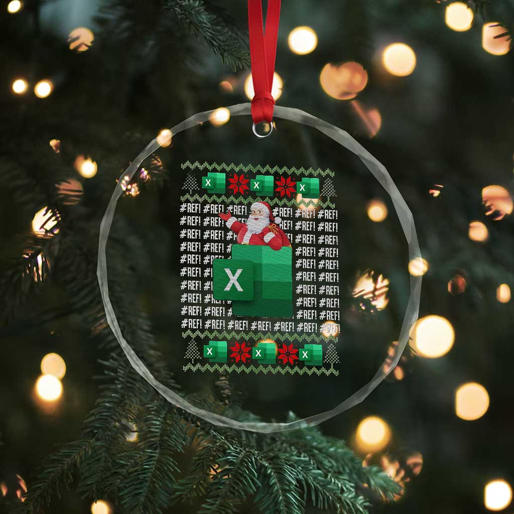 Funny Xmas Accountant Crystal Glass Ornament Excel REF Error Spreadsheet Santa Gift TS02