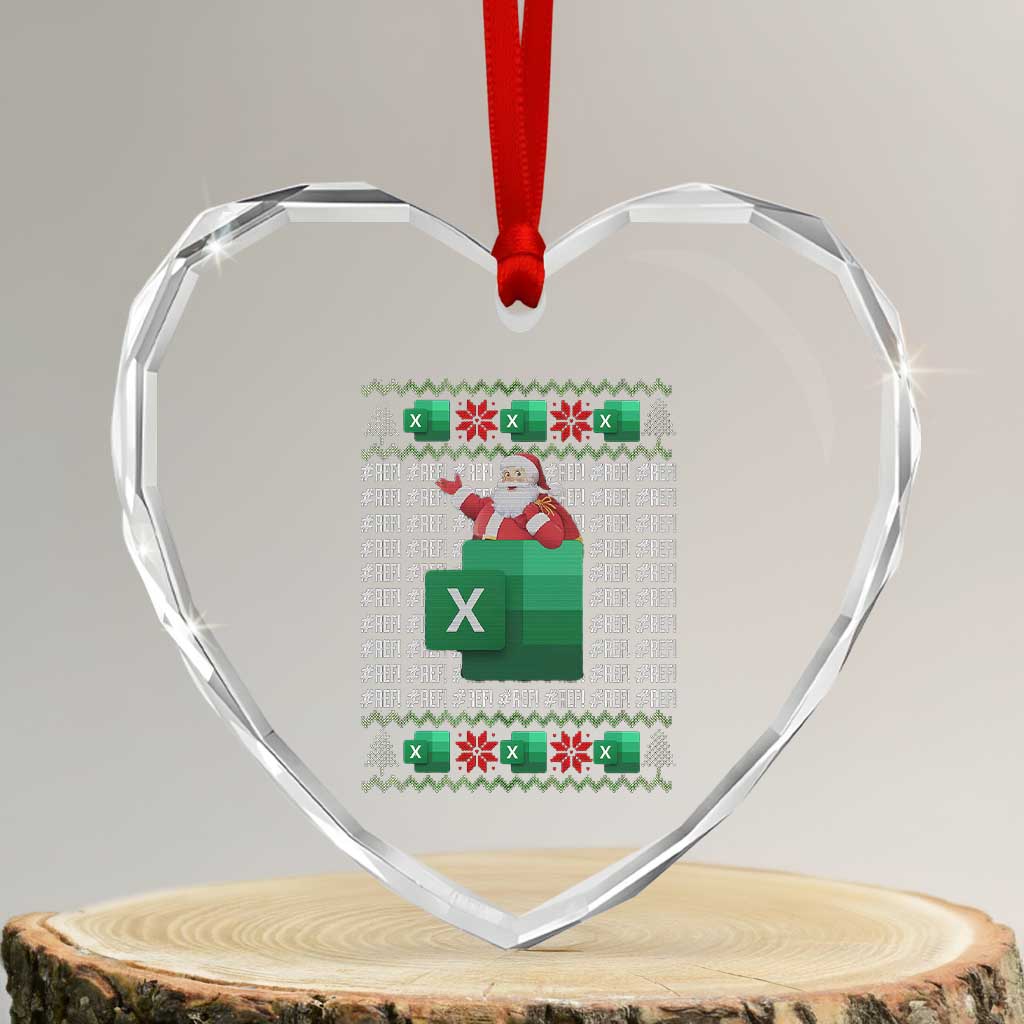 Funny Xmas Accountant Heart Crystal Glass Ornament Excel REF Error Spreadsheet Santa Gift - Wonder Print Shop