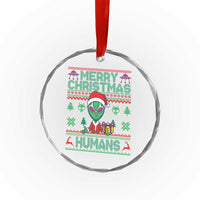 Funny Xmas Alien Santa Crystal Glass Ornament Merry Christmas Humans UFO Outer Space TS09