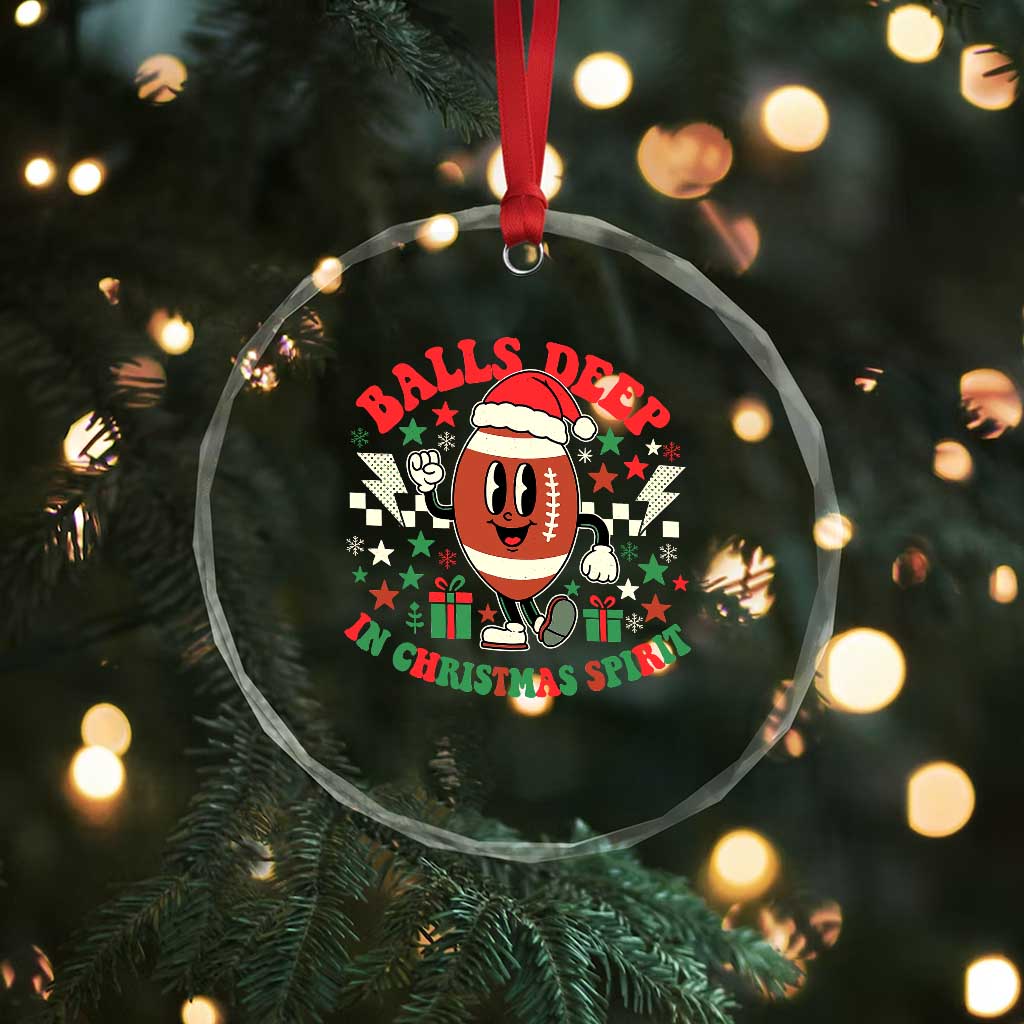 Funny Xmas American Football Crystal Glass Ornament Balls Deep In Christmas Spirit Game Day - Wonder Print Shop