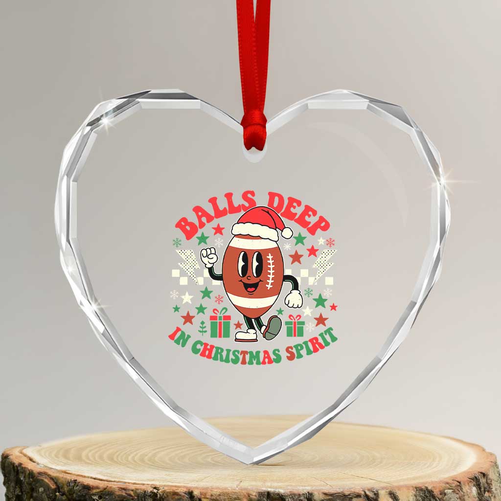Funny Xmas American Football Heart Crystal Glass Ornament Balls Deep In Christmas Spirit Game Day - Wonder Print Shop