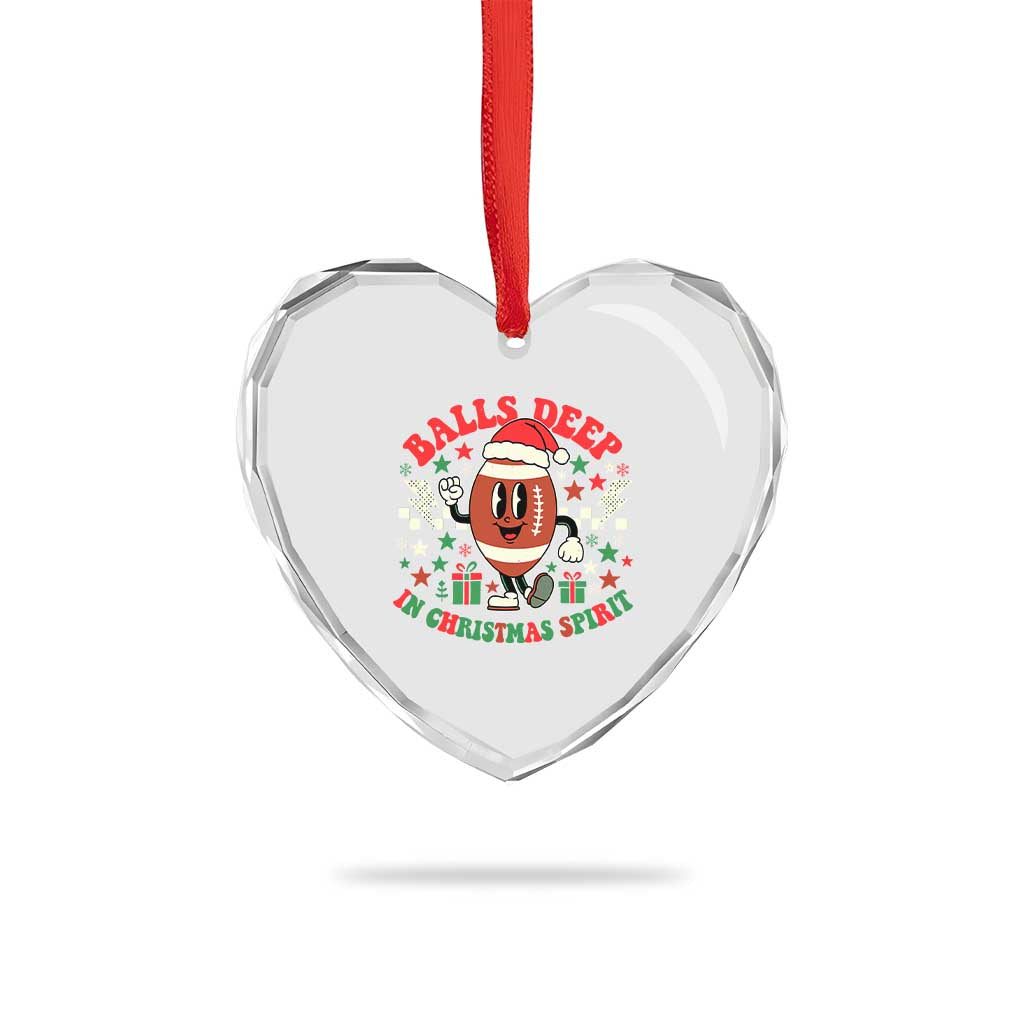 Funny Xmas American Football Heart Crystal Glass Ornament Balls Deep In Christmas Spirit Game Day - Wonder Print Shop