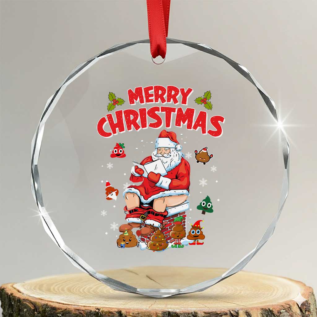 Funny Xmas Bad Santa Crystal Glass Ornament Santa Pooping Down The Chimney TS09