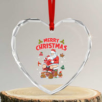 Funny Xmas Bad Santa Heart Crystal Glass Ornament Santa Pooping Down The Chimney - Wonder Print Shop