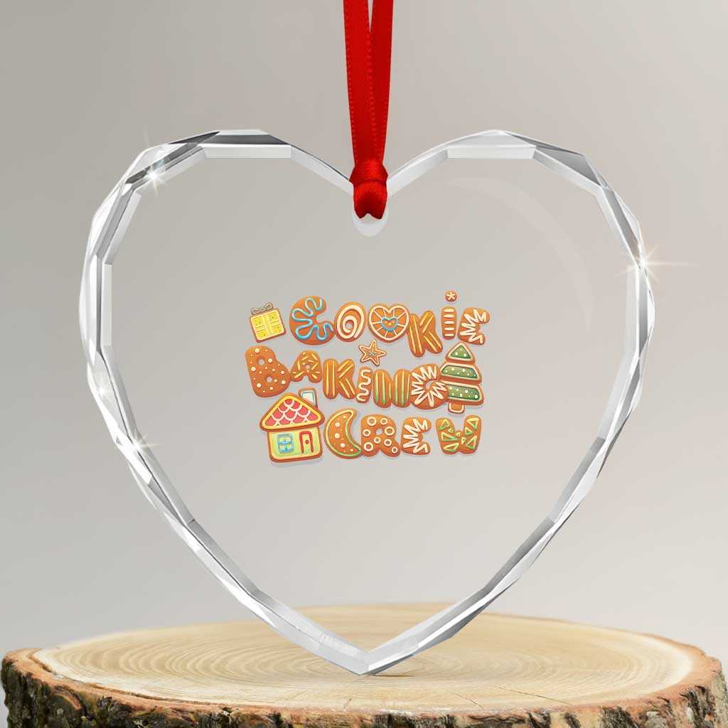 Funny Xmas Baking Heart Crystal Glass Ornament Cookie Baking Crew Family Matching - Wonder Print Shop