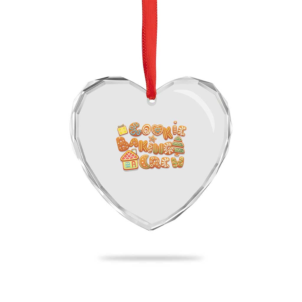 Funny Xmas Baking Heart Crystal Glass Ornament Cookie Baking Crew Family Matching - Wonder Print Shop