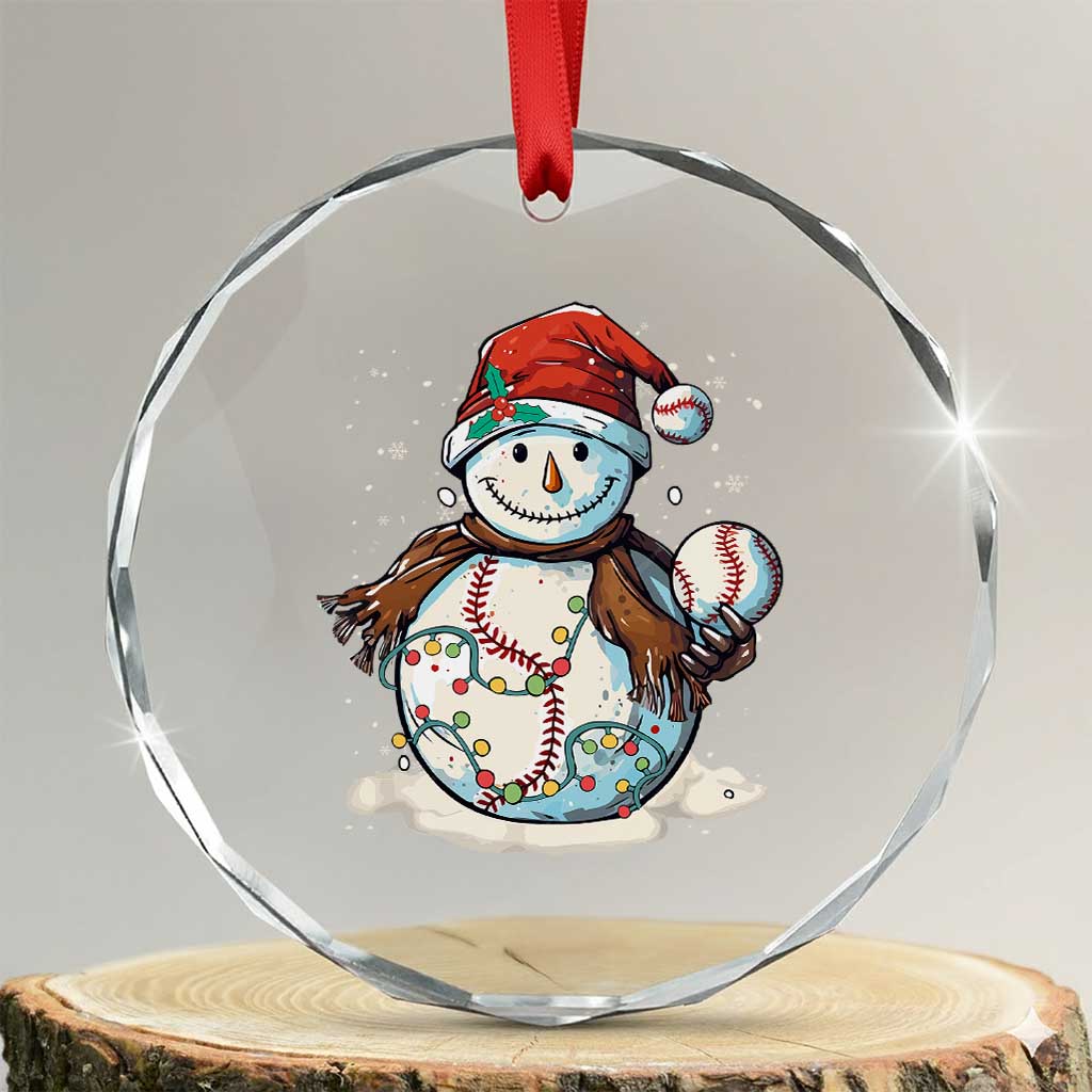 Funny Xmas Baseball Crystal Glass Ornament Cute Snowman Baseball Players Santa Hat TS11