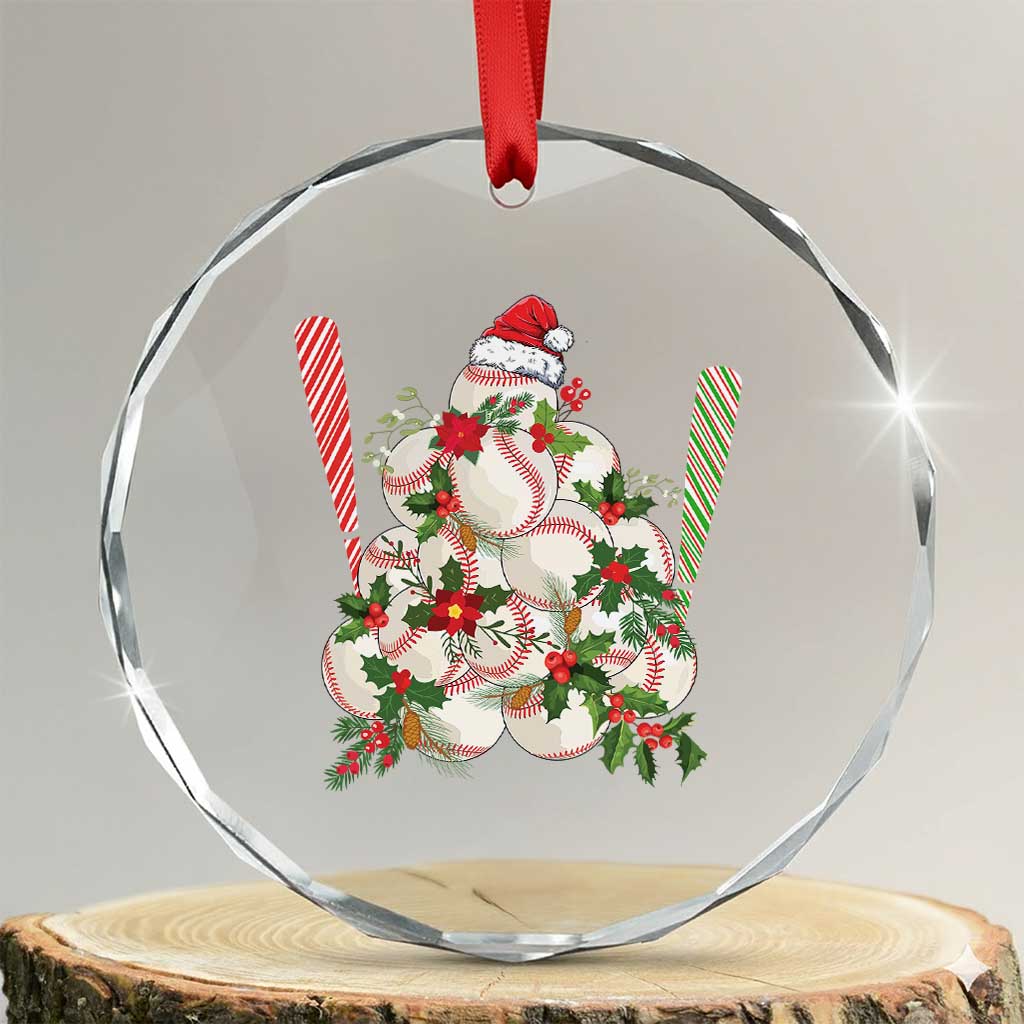 Funny Xmas Baseball Crystal Glass Ornament Santa Sports Balls Snow Xmas Tree TS11