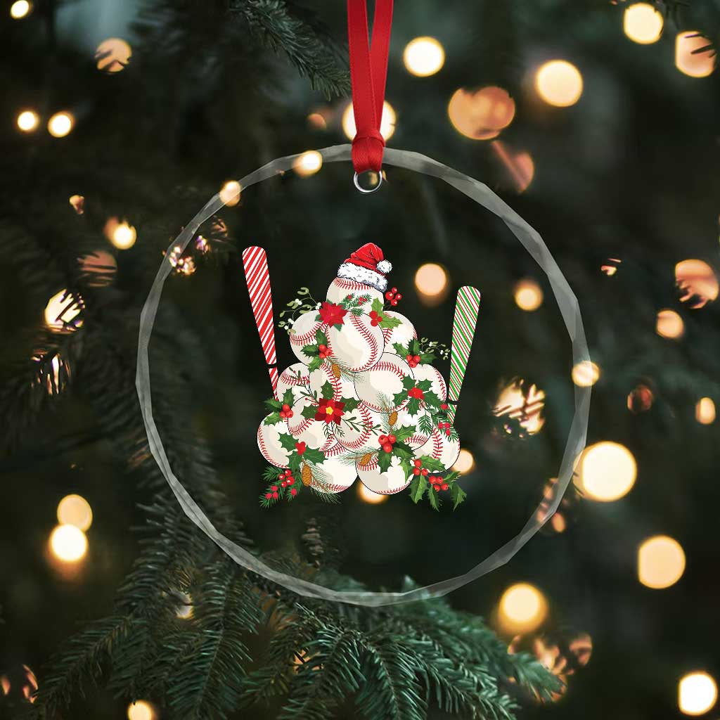 Funny Xmas Baseball Crystal Glass Ornament Santa Sports Balls Snow Xmas Tree TS11