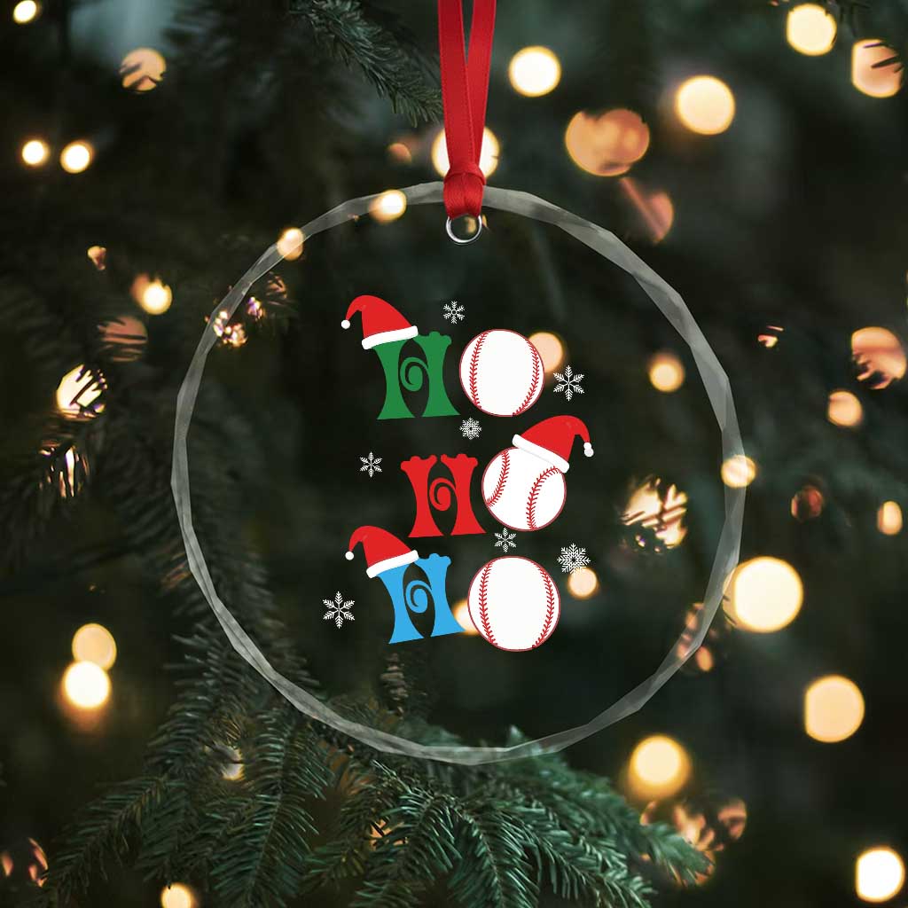 Funny Xmas Baseball Crystal Glass Ornament Triple Ho Sport Santa Hat TS11