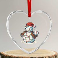 Funny Xmas Baseball Heart Crystal Glass Ornament Cute Snowman Baseball Players Santa Hat - Wonder Print Shop