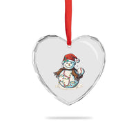 Funny Xmas Baseball Heart Crystal Glass Ornament Cute Snowman Baseball Players Santa Hat - Wonder Print Shop