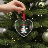 Funny Xmas Baseball Heart Crystal Glass Ornament Cute Snowman Baseball Players Santa Hat - Wonder Print Shop