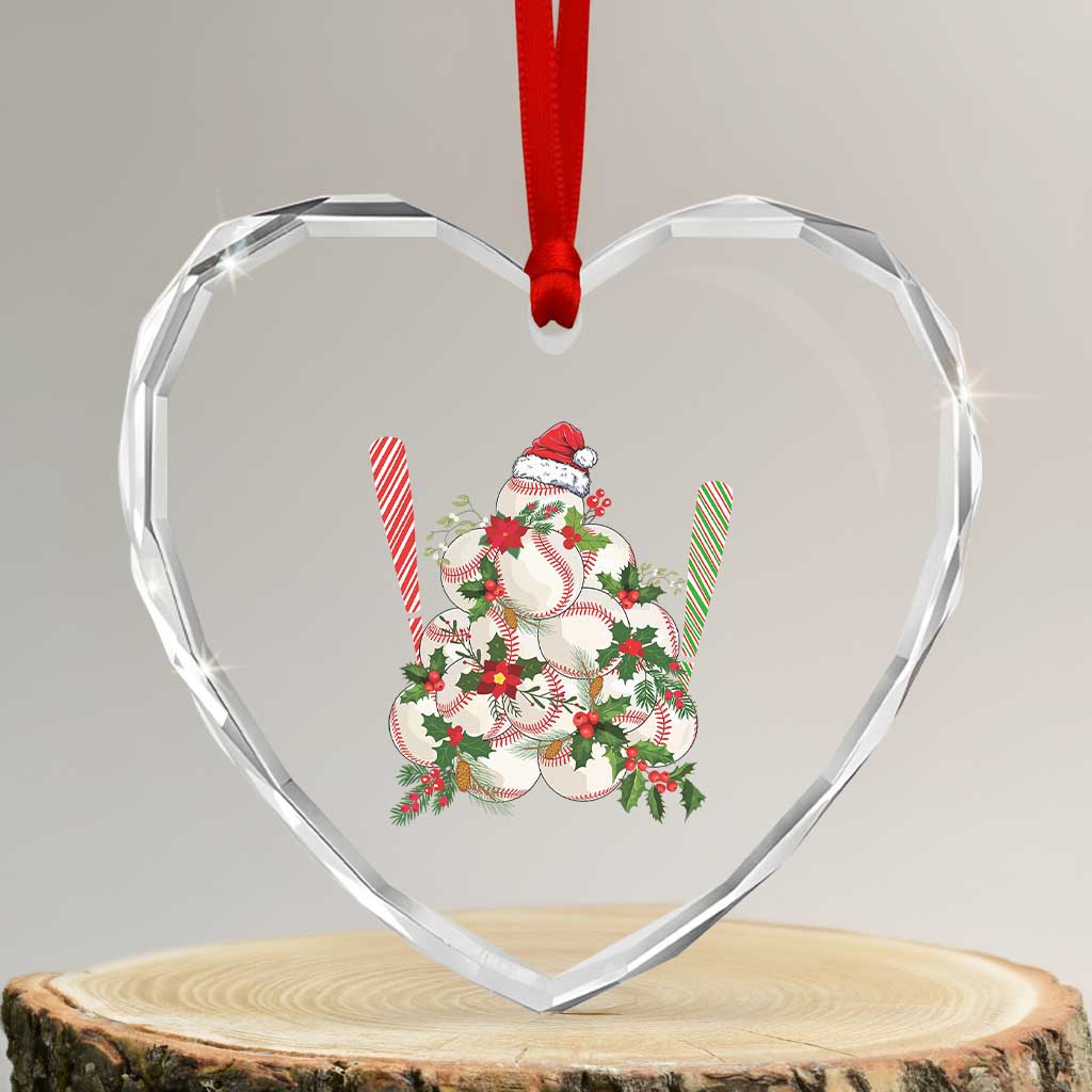 Funny Xmas Baseball Heart Crystal Glass Ornament Santa Sports Balls Snow Xmas Tree - Wonder Print Shop
