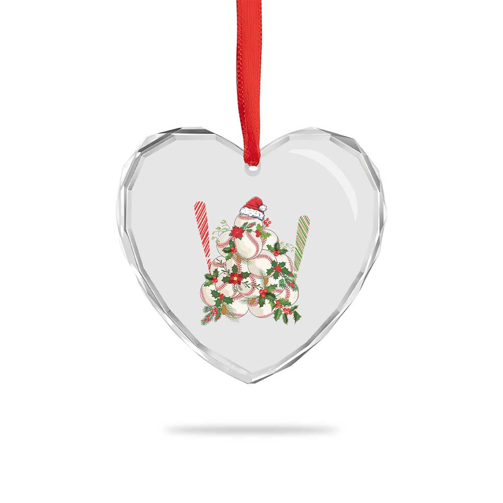 Funny Xmas Baseball Heart Crystal Glass Ornament Santa Sports Balls Snow Xmas Tree - Wonder Print Shop