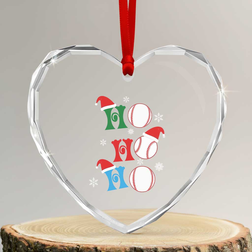 Funny Xmas Baseball Heart Crystal Glass Ornament Triple Ho Sport Santa Hat - Wonder Print Shop
