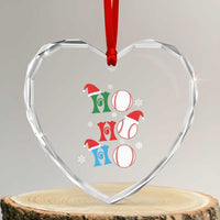 Funny Xmas Baseball Heart Crystal Glass Ornament Triple Ho Sport Santa Hat - Wonder Print Shop