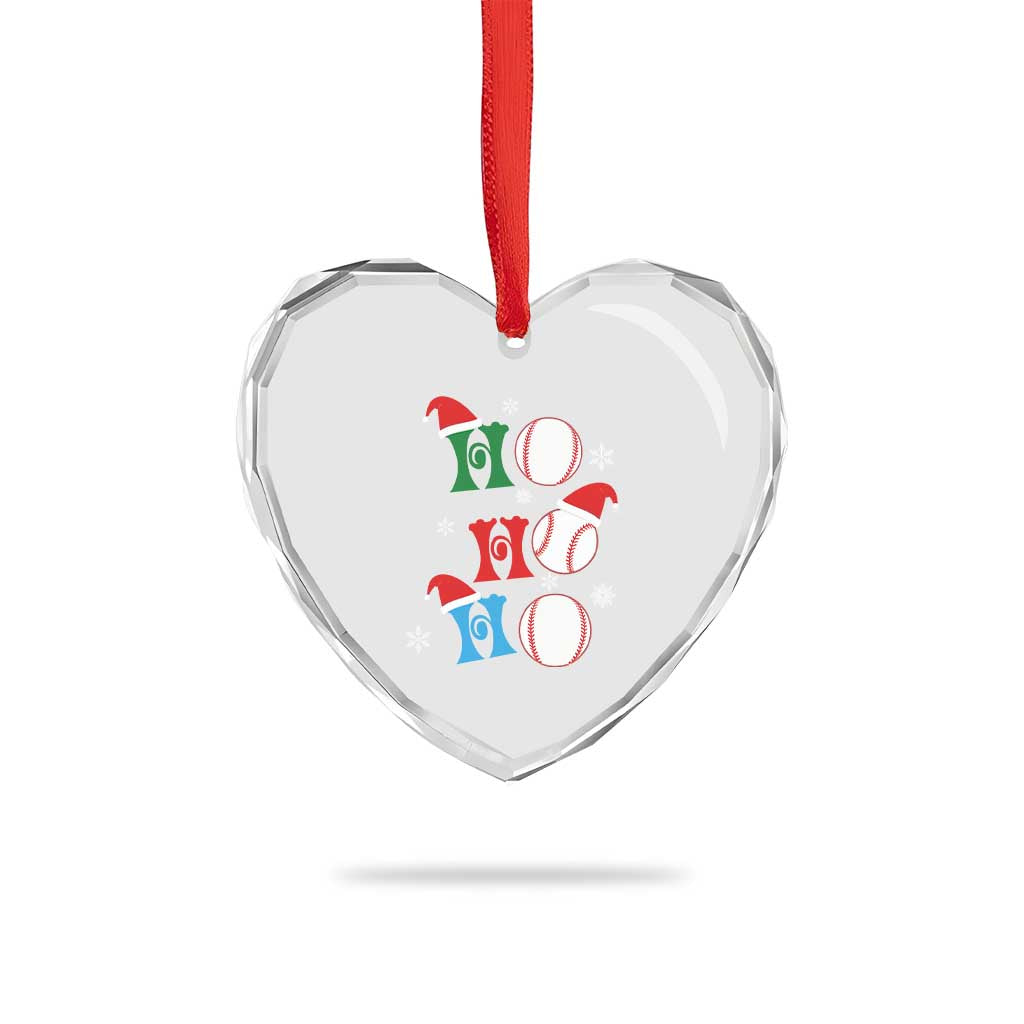 Funny Xmas Baseball Heart Crystal Glass Ornament Triple Ho Sport Santa Hat - Wonder Print Shop