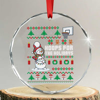 Funny Xmas Basketball Snowmen Crystal Glass Ornament Hoops For The Holidays Ugly Sweater TS12