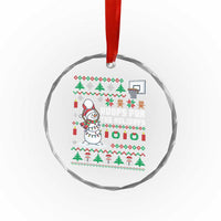 Funny Xmas Basketball Snowmen Crystal Glass Ornament Hoops For The Holidays Ugly Sweater TS12