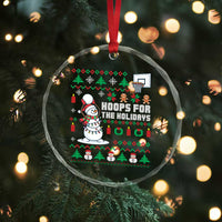 Funny Xmas Basketball Snowmen Crystal Glass Ornament Hoops For The Holidays Ugly Sweater TS12