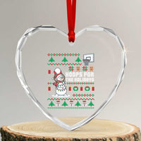 Funny Xmas Basketball Snowmen Heart Crystal Glass Ornament Hoops For The Holidays Ugly Sweater - Wonder Print Shop