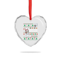 Funny Xmas Basketball Snowmen Heart Crystal Glass Ornament Hoops For The Holidays Ugly Sweater - Wonder Print Shop