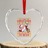 Funny Xmas Beer Heart Crystal Glass Ornament It's the Most Wonderful Time For A Beer - Wonder Print Shop