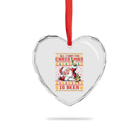 Funny Xmas Beer Heart Crystal Glass Ornament It's the Most Wonderful Time For A Beer - Wonder Print Shop