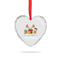 Funny Xmas Beer Heart Crystal Glass Ornament Reinbeers Reindeer Drinking Beer - Wonder Print Shop