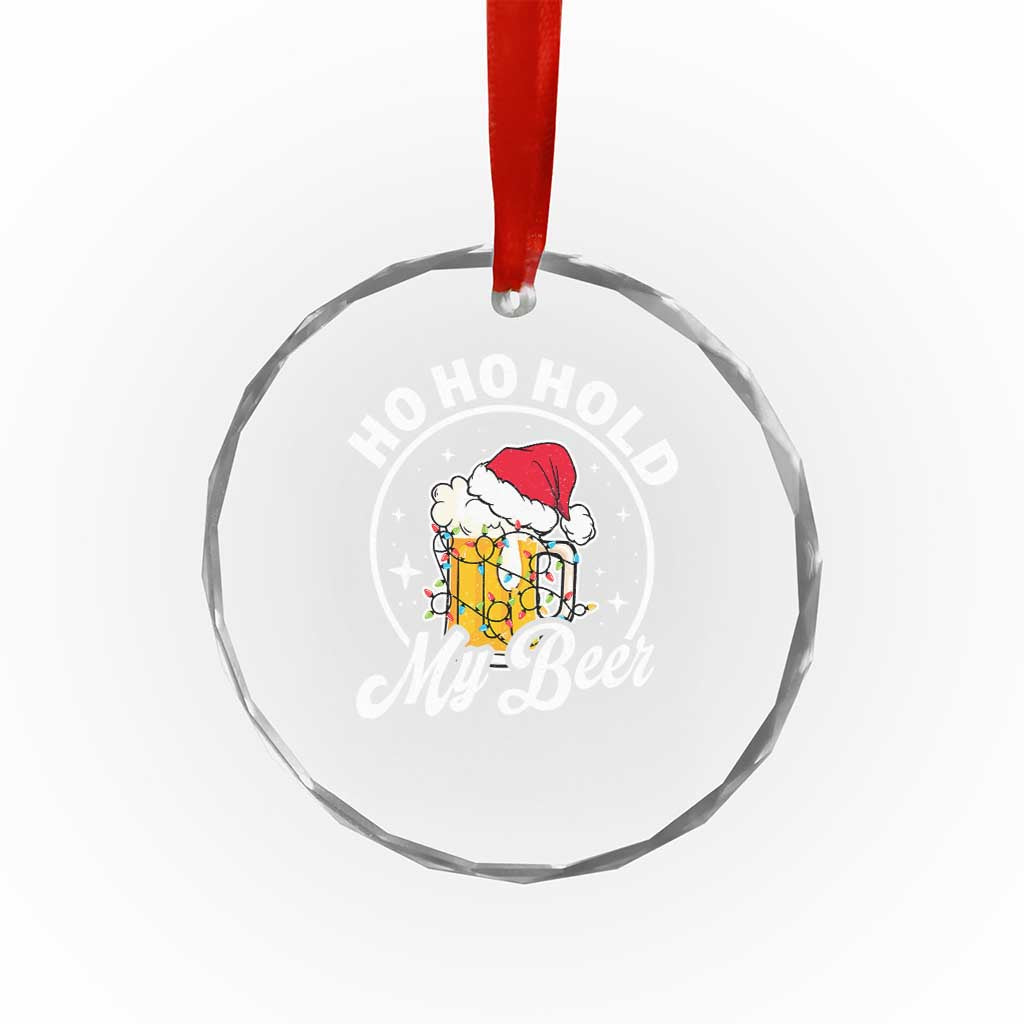 Funny Xmas Beers Crystal Glass Ornament Ho Ho Hold My Beer Vintage Mug Santa Hat TS11