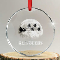 Funny Xmas Beers Crystal Glass Ornament Reinbeers Santa Sleigh Moon TS11