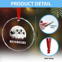 Funny Xmas Beers Crystal Glass Ornament Reinbeers Santa Sleigh Moon TS11
