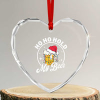 Funny Xmas Beers Heart Crystal Glass Ornament Ho Ho Hold My Beer Vintage Mug Santa Hat - Wonder Print Shop