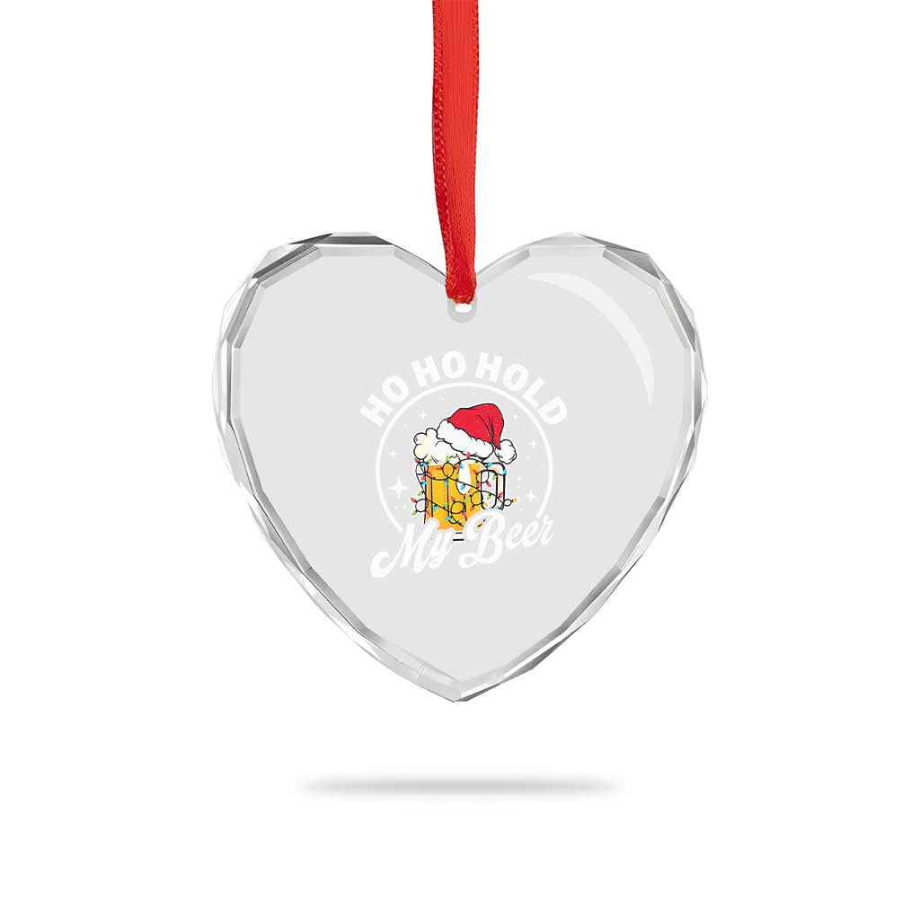 Funny Xmas Beers Heart Crystal Glass Ornament Ho Ho Hold My Beer Vintage Mug Santa Hat - Wonder Print Shop