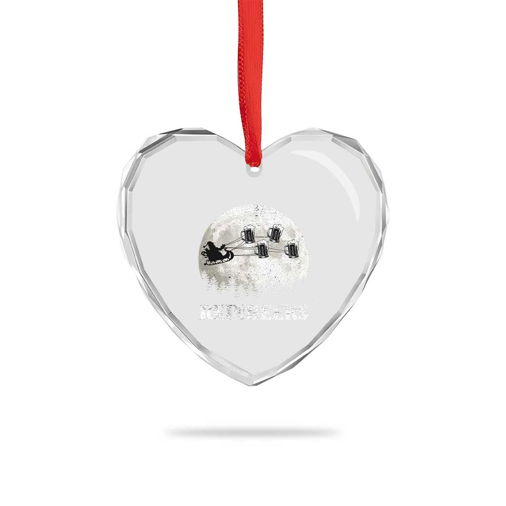 Funny Xmas Beers Heart Crystal Glass Ornament Reinbeers Santa Sleigh Moon - Wonder Print Shop