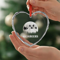 Funny Xmas Beers Heart Crystal Glass Ornament Reinbeers Santa Sleigh Moon - Wonder Print Shop