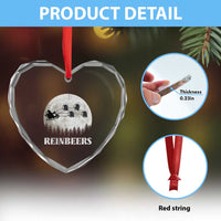 Funny Xmas Beers Heart Crystal Glass Ornament Reinbeers Santa Sleigh Moon - Wonder Print Shop