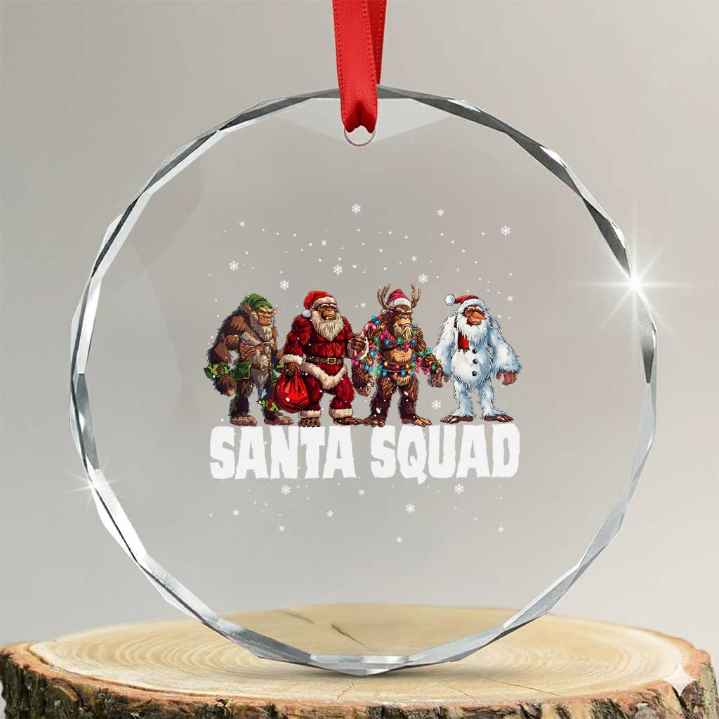 Funny Xmas Bigfoot Crystal Glass Ornament Santa Squad Sasquatch Cosplay Elf Santa Snowman TS11