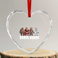 Funny Xmas Bigfoot Heart Crystal Glass Ornament Santa Squad Sasquatch Cosplay Elf Santa Snowman - Wonder Print Shop