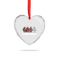 Funny Xmas Bigfoot Heart Crystal Glass Ornament Santa Squad Sasquatch Cosplay Elf Santa Snowman - Wonder Print Shop