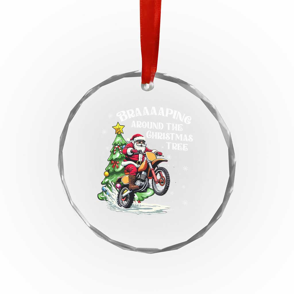 Funny Xmas Biker Crystal Glass Ornament Braaaaping Around The Christmas Tree Dirt Bike Santa TS11