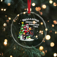 Funny Xmas Biker Crystal Glass Ornament Braaaaping Around The Christmas Tree Dirt Bike Santa TS11
