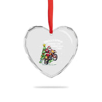 Funny Xmas Biker Heart Crystal Glass Ornament Braaaaping Around The Christmas Tree Dirt Bike Santa - Wonder Print Shop