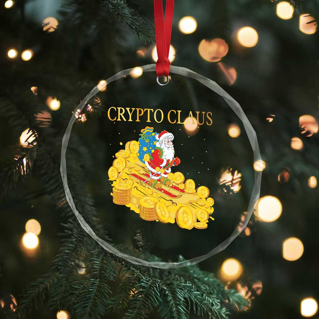 Funny Xmas Bitcoin Crypto Claus Crystal Glass Ornament TS09